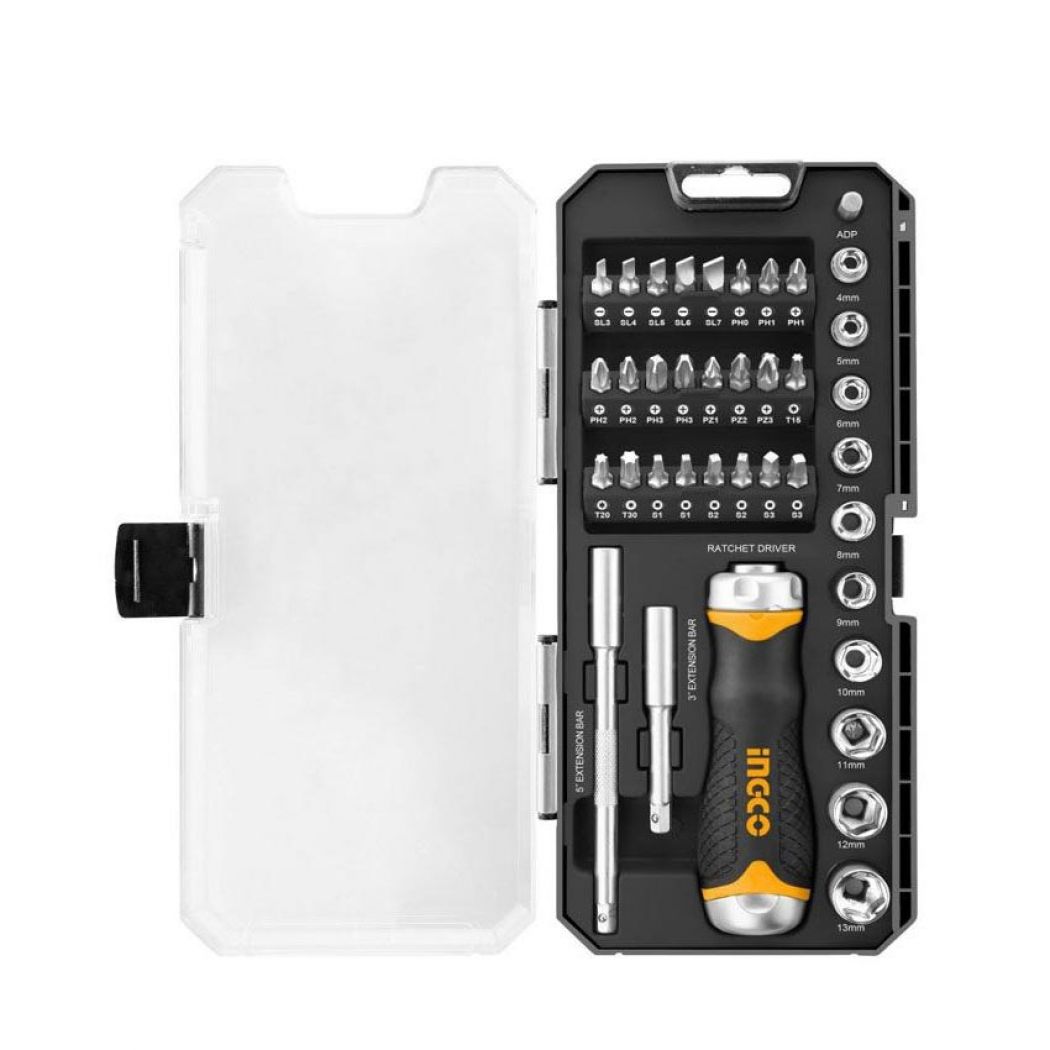 Screwdriver Socket Toolkit - 38 Pcs - Black and Silver